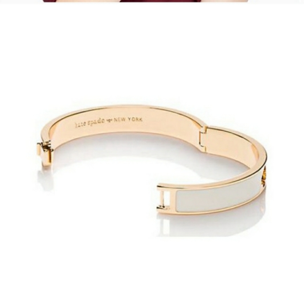 Kate Spade | White/Gold Hole Punch Bangle Bracelet - Picture 4 of 6